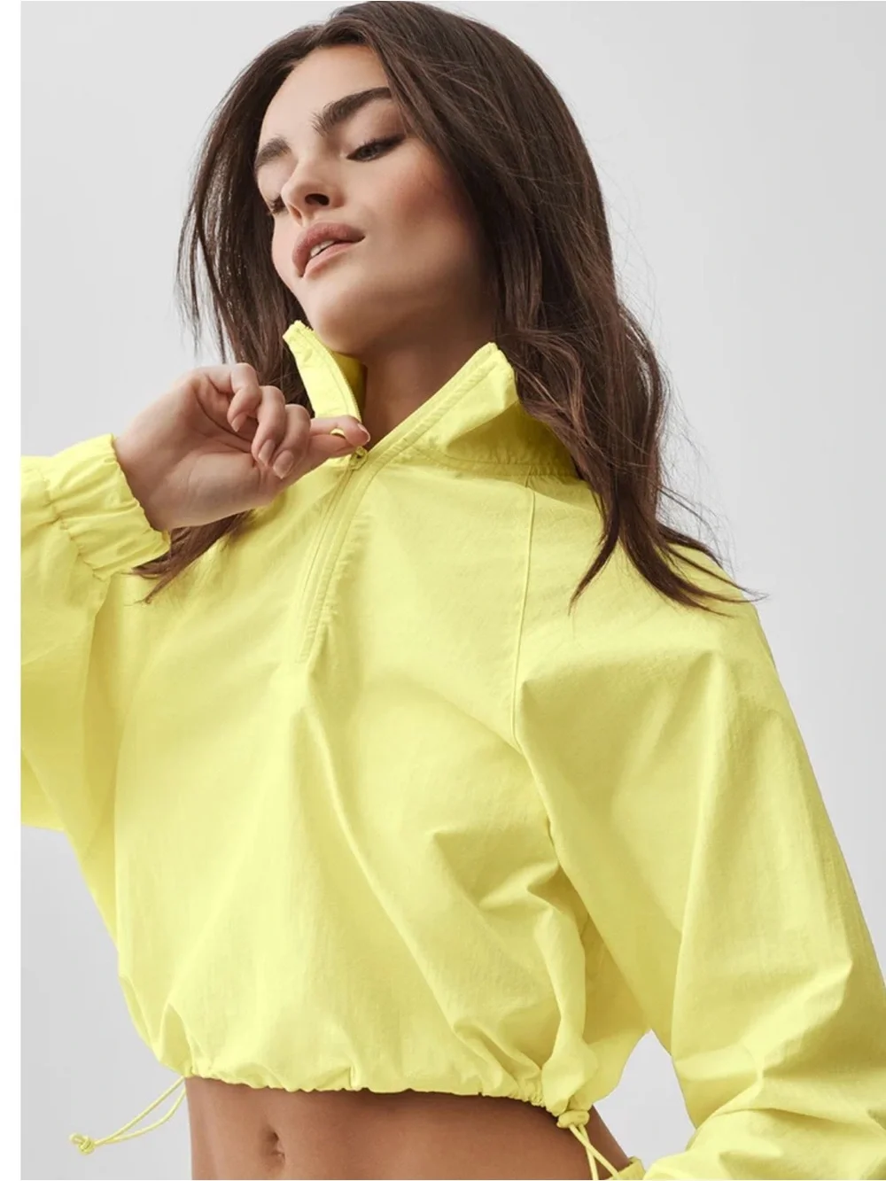 ALO Yoga Neon Yellow Cropped Windbreaker Jacket
